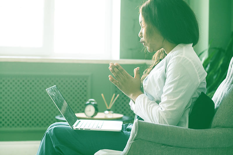 Doctor on virtual therapy session